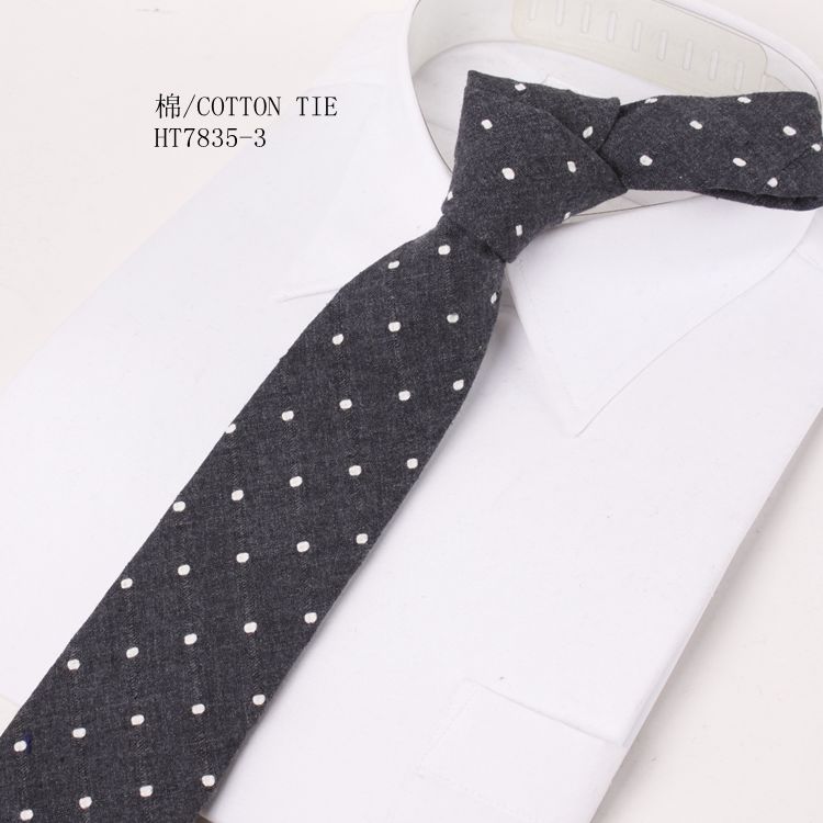 简约北欧风棉麻领带男士新款手打韩版定制领带