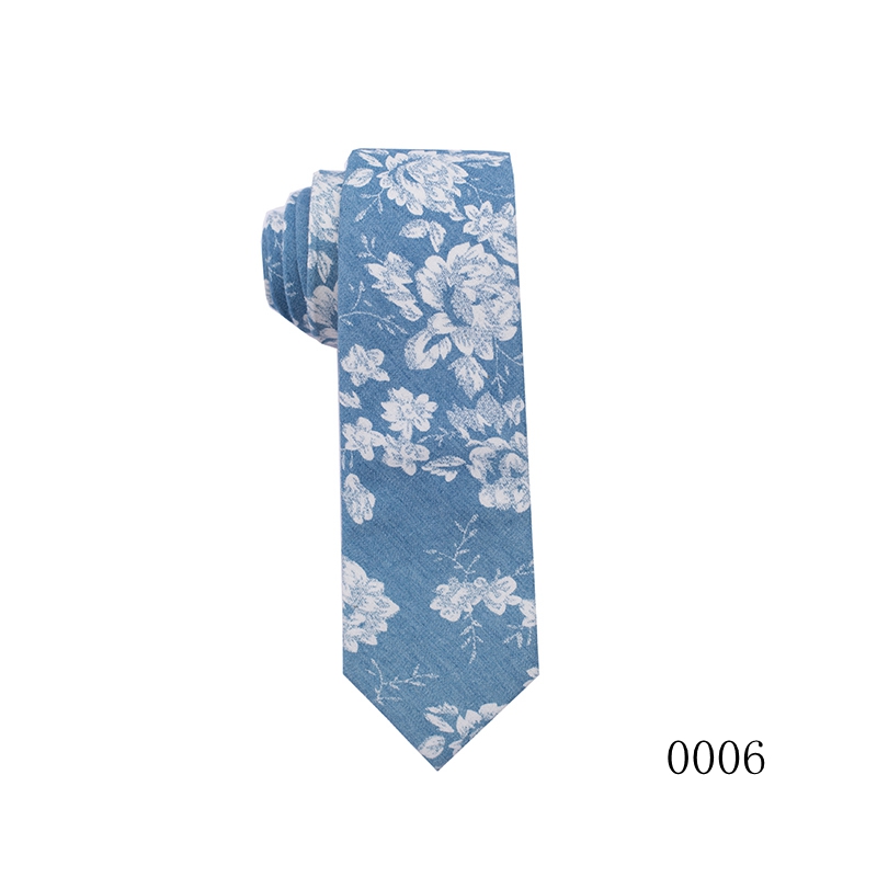 牛仔蓝领带男士窄棉领带男日系简约休闲领带