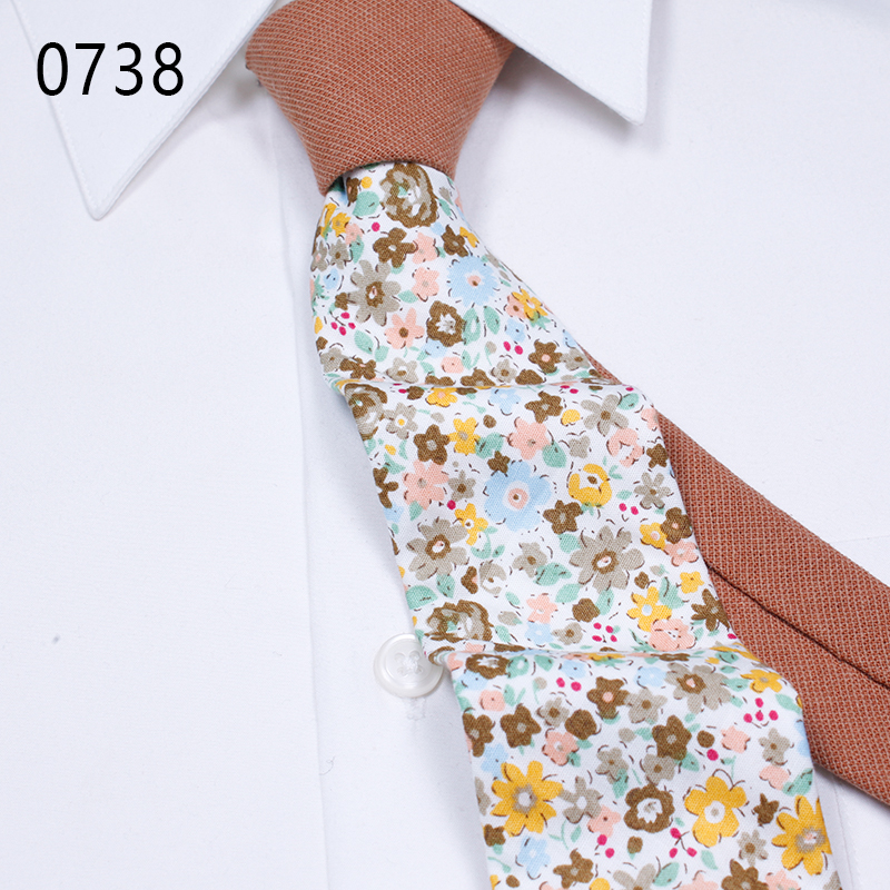 TONIVANI-45设计领带 时尚休闲男士领带棉质小头 拼接花领带厂家定制