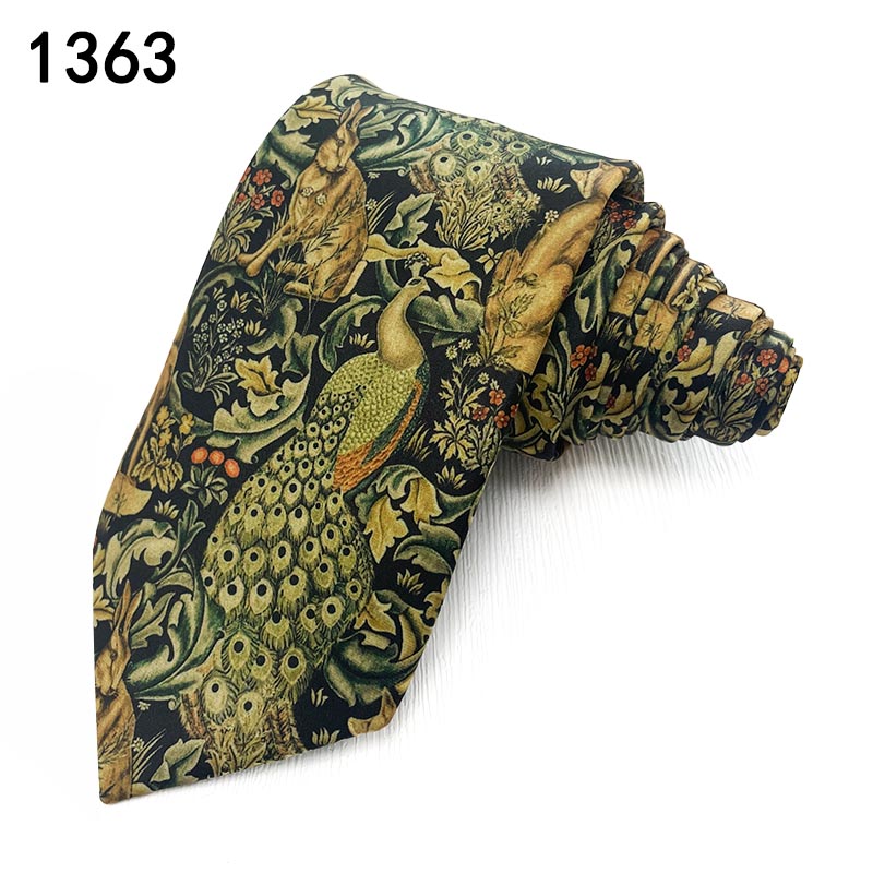TONIVANI-671动物花型男士领带仿真丝精英男手打领带